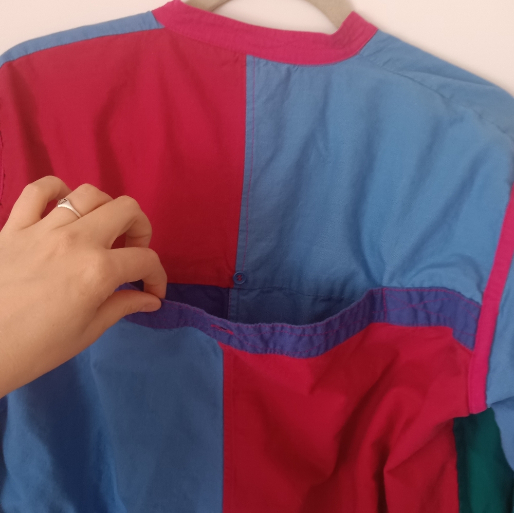 Vintage 1990s Reversible Patchwork Jacket / Color… - image 6